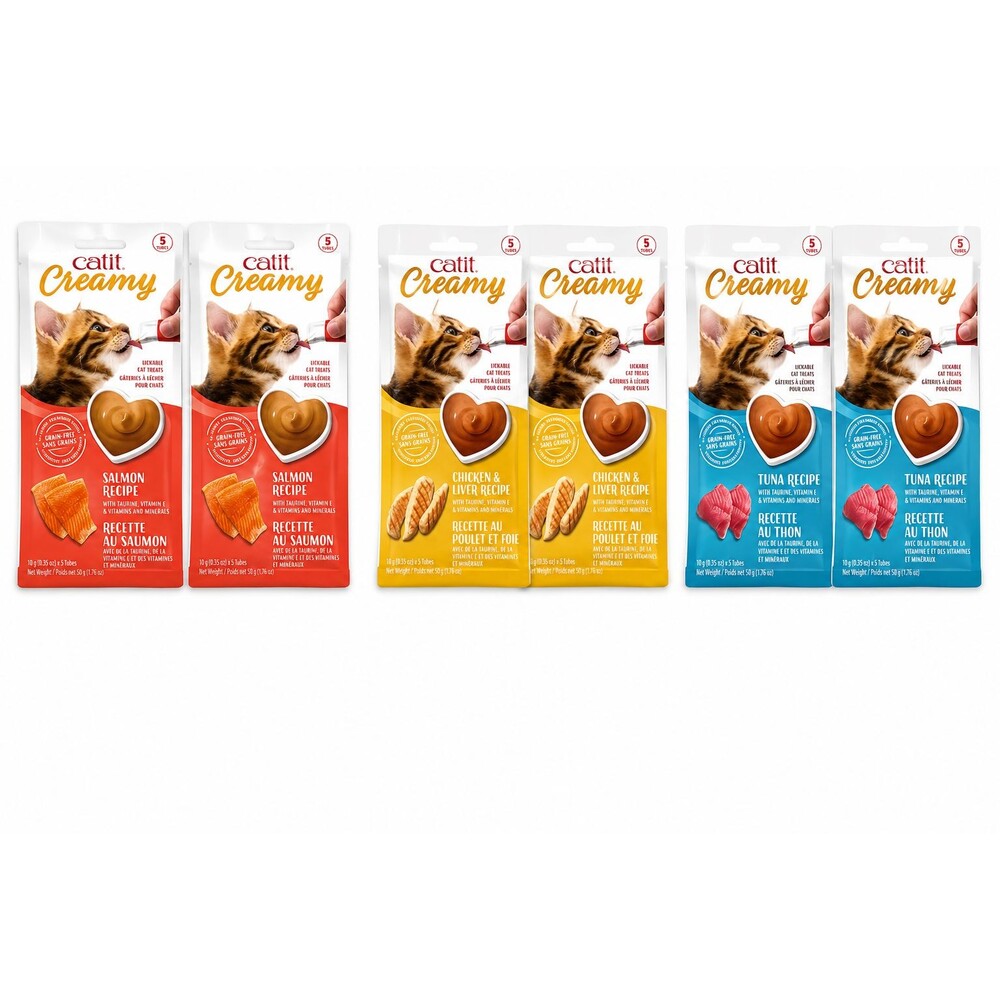 Catit Creamy Puree Cat Treat & Food Topper Variety Pack (30 pack)